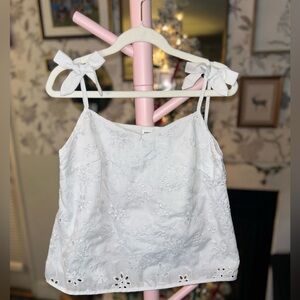 4pc Bundle Kids White Eyelet Tank, Pink Top, & 2 Jeans